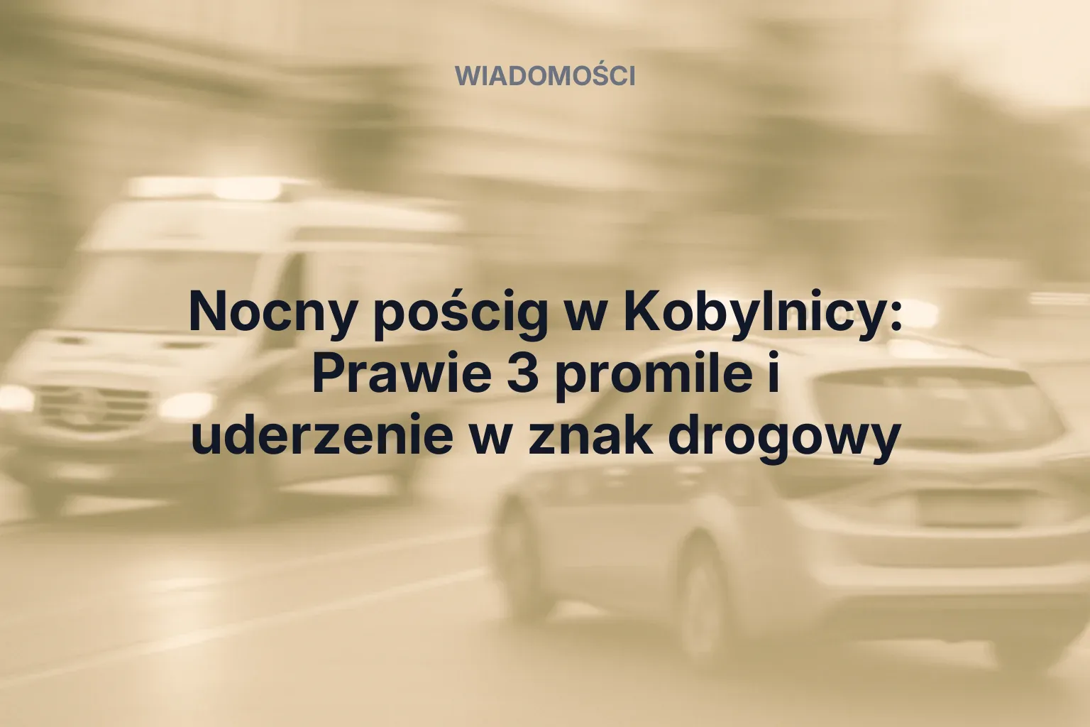 Miniatura: Nocny pościg w Kobylnicy: Prawie 3 promile i uderzenie w znak drogowy
